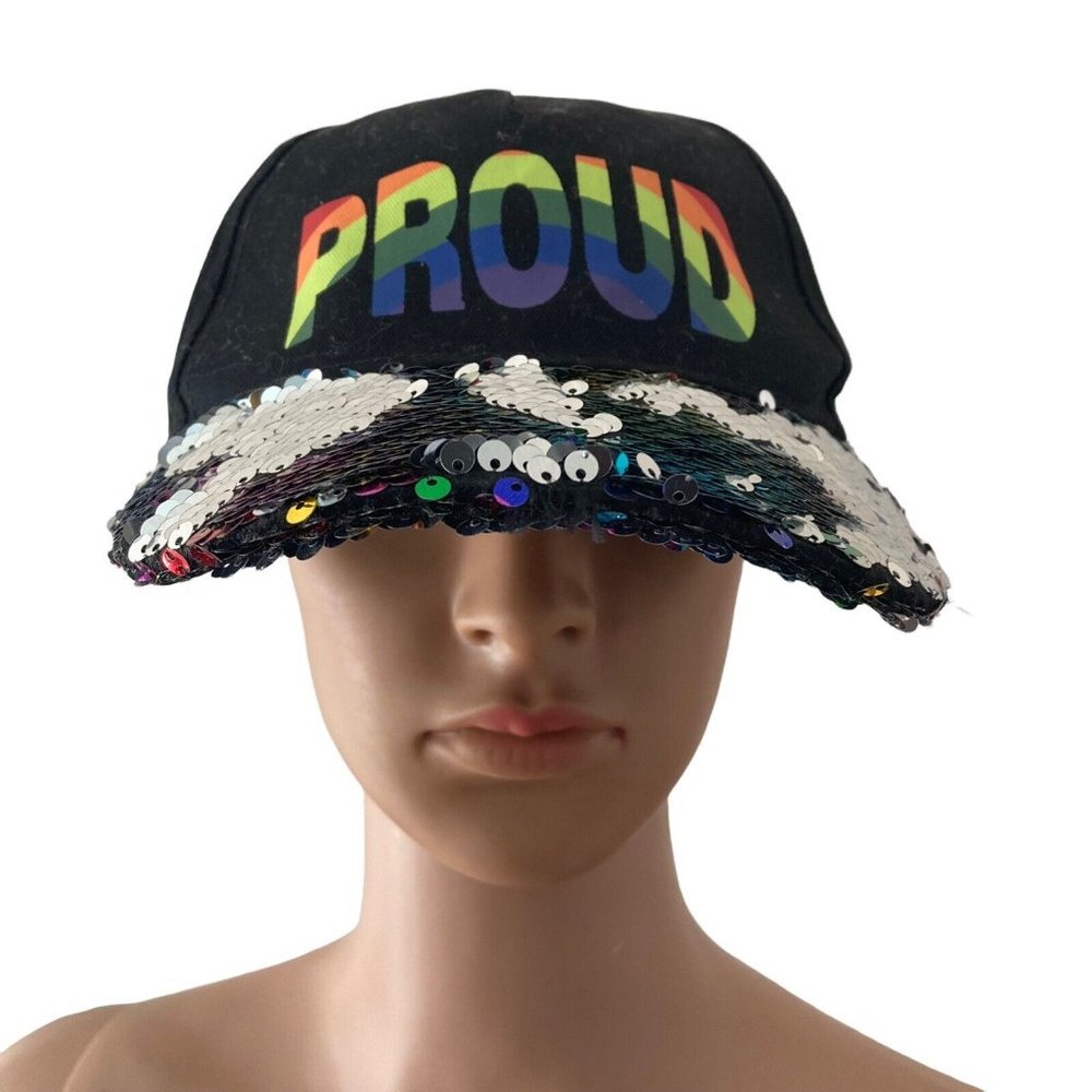 Collection Eighteen Baseball Hat Proud Pride Multicolored Sequins One Size